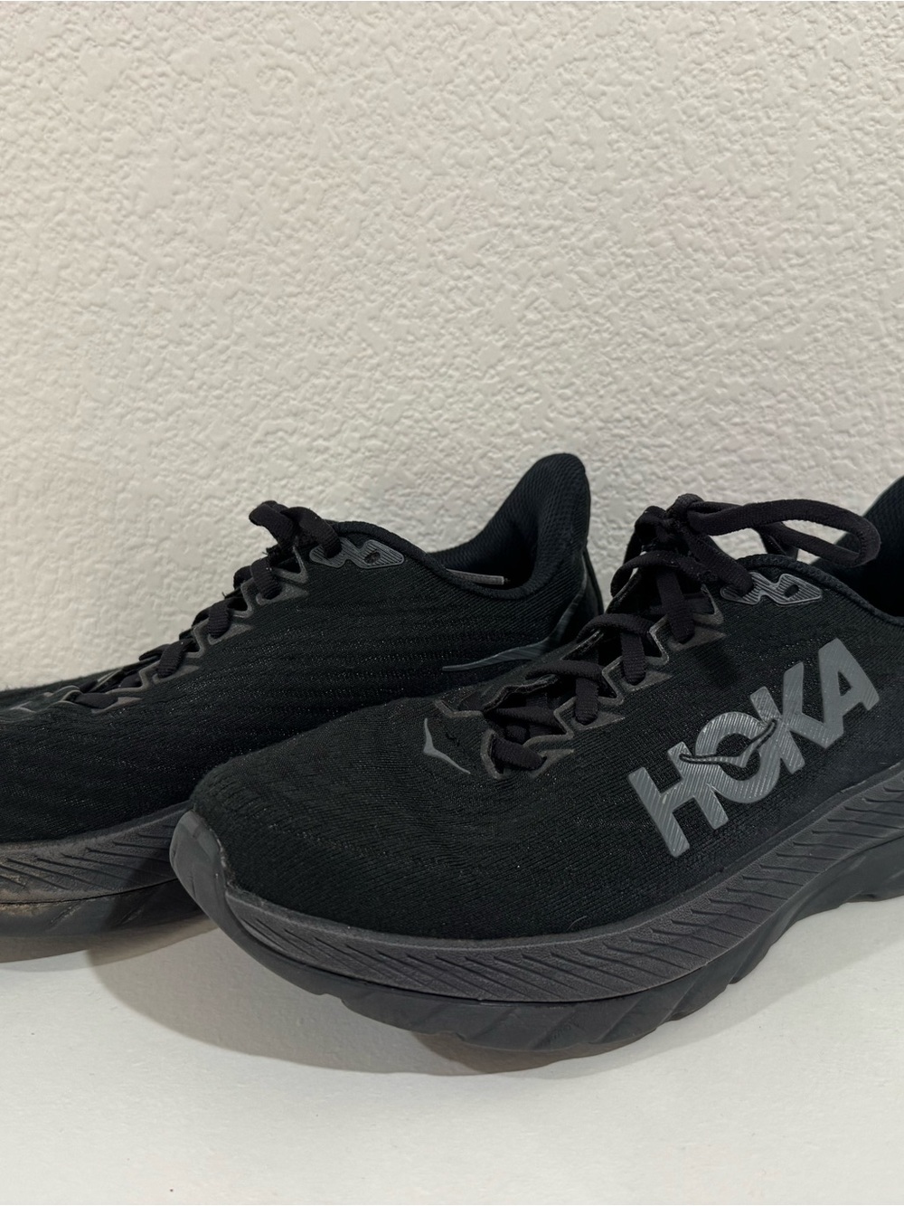 Hoka Woman’s Black Athletic Running Shoes with Gray Logo